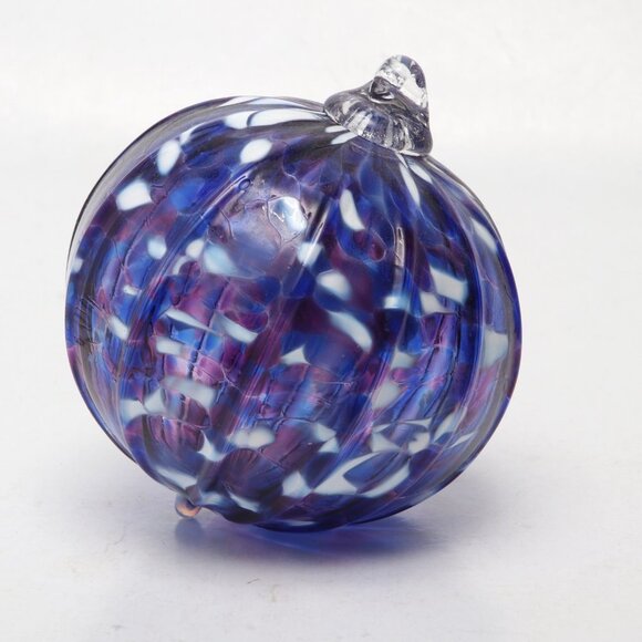Murano Style Art Glass Ball Decor Ornament Hand Blown Gold Blue Purple White - Picture 8 of 9